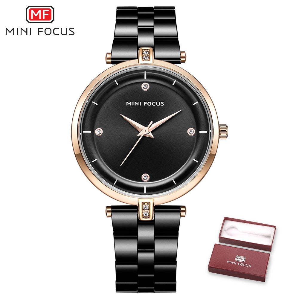 MINI FOCUS Square Dial Quartz Watch Women Fashion Analog Wristwatch with  Luminous Hands Date Rose Gold Stainless Steel Band 0472 - AliExpress