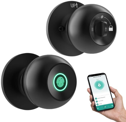 GHome Smart Door Knob Fingerprint Door Lock Rechargeable Smart Lock Electronic Biometric Door Lock For Bedroom, App Control, Suitable For Bedroom Home, Offices, Garages, Hotels, Apartments