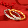 S925 Sterling Silver Gold-plated Hetian Jade Vintage Auspicious Clouds And Bamboo Leaves Hollow Bracelet