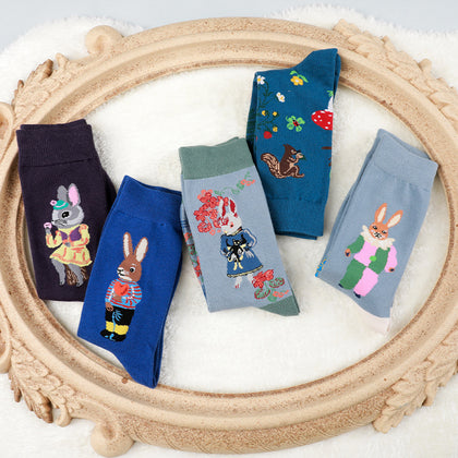 Cute Thickening Breathable Sweat Absorbing Women's Mid-calf Length Socks