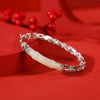 S925 Sterling Silver Gold-plated Hetian Jade Vintage Auspicious Clouds And Bamboo Leaves Hollow Bracelet