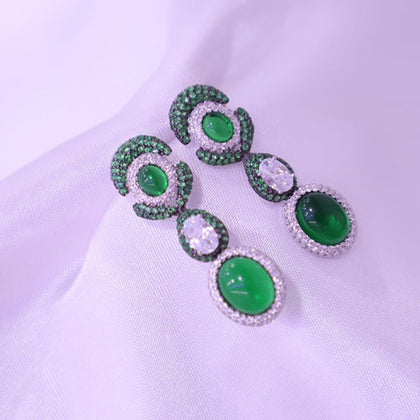 Vintage Fashion Versatile Floral Faux Emerald Earrings