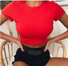 Neon Knitted Tshirt Women O Neck Short Sleeve Tee& Shirts Sexy