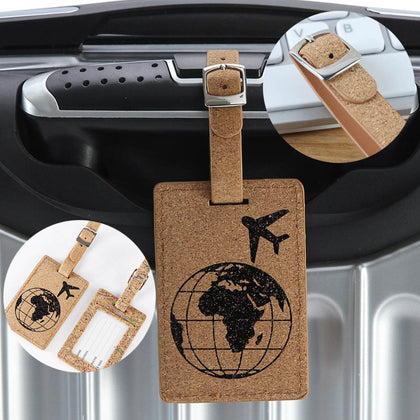 Earth Airplane Pattern Suitcase Pu Leather Luggage Tag Label