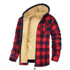 Men's Plaid Print Hooded Zip-Up Jacket Winter Thickened Cotton-padded Coat Warm Clothing