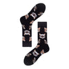 Men's Mid-calf Colorful Cubic Guitar Cat Face Cotton Socks