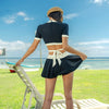 Women's Split Skirt Japanese Style Conservatively Thin Swimming Suit