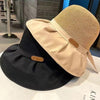 Bow Fisherman Hat Summer Straw Sunhat With Large Brim Anti-UV Sunshade And Face Protection Hat Outdoor