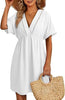 Women's Swimsuit Blouse Hollow Out V-neck Short Sleeve Dress