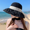 Lace Bow Straw Fisherman Hat Summer Outdoor Sunhat With Large Brim Anti-UV Sunshade And Face Protection Hat