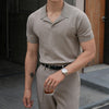 Cuban Collar Cotton T-shirt Men Short Sleeves Casual