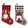 Plaid Three-dimensional Couple Faceless Doll Christmas Stockings Christmas Eve Gift Bag Candy Bag