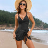 Twist Package Cross Skirt One-piece Swimsuit