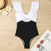 New Covering Belly Thin One-piece Cross Cut-out Ruffled Foreign Trade Swimsuit