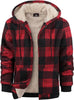 Men's Plaid Print Hooded Zip-Up Jacket Winter Thickened Cotton-padded Coat Warm Clothing