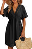 Women's Swimsuit Blouse Hollow Out V-neck Short Sleeve Dress