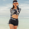 Split Student Boxer Long Sleeve Sexy Sports Small Chest Gather Spa Swimsuit