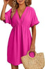 Women's Swimsuit Blouse Hollow Out V-neck Short Sleeve Dress