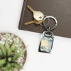 Personalized Rectangle Photo Keyring - Sky Design, Perfect Gift for Travelers