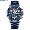 CRRJU Men Watches Big Dial Waterproof Stainless Steel with Luminous handsDate Sport Chronograph Watches Relogio Masculino