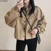 2020 Autumn Winter Short Coats Outerwear Long Sleeve Cute Fashion Solid Single Breasted Button Crop Korean Short Jackets 9020