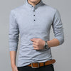 Hot Sale 2023 Spring Mens Tshirt Long Sleeve Stand Basic Solid Blouse Tee Shirt Top Casual Cotton T-shirt Men Undershirt