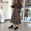 Vintage Plaid Women Pleated Skirts 2020 Japanese Style Autumn Long Girls Skirt Female Korean Winter Warm Thick Mujer Midi Skirt