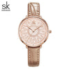 Shengke Women Watches Casual Flower Dial Japanese Quartz Movement Elegant Light Leather Watches for Women Leather Reloj Mujer