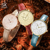 Shengke Women Watches Casual Flower Dial Japanese Quartz Movement Elegant Light Leather Watches for Women Leather Reloj Mujer