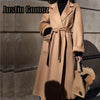 New High Quality Luxury Cashmere Coat Fall Spring Outerwear Female Wool Coat Loose Oversize Women's Trench Coat With Belt