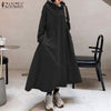 Fashion Hooded Hoodies Dress Women Autumn Sweatshirts 2023 ZANZEA Casual Long Sleeve Maxi Vestidos Female Solid Robe