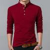 Hot Sale 2023 Spring Mens Tshirt Long Sleeve Stand Basic Solid Blouse Tee Shirt Top Casual Cotton T-shirt Men Undershirt