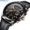 Quartz Watch CRRJU New Luxury Men Outdoor Mens Watches Sport Watches Chronograph Wristwatch Clock Leather Wrist Watch