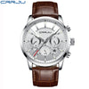 Quartz Watch CRRJU New Luxury Men Outdoor Mens Watches Sport Watches Chronograph Wristwatch Clock Leather Wrist Watch