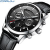 Quartz Watch CRRJU New Luxury Men Outdoor Mens Watches Sport Watches Chronograph Wristwatch Clock Leather Wrist Watch