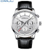 Quartz Watch CRRJU New Luxury Men Outdoor Mens Watches Sport Watches Chronograph Wristwatch Clock Leather Wrist Watch