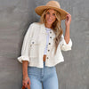 Women's Waffle Cardigan Short Top Coat