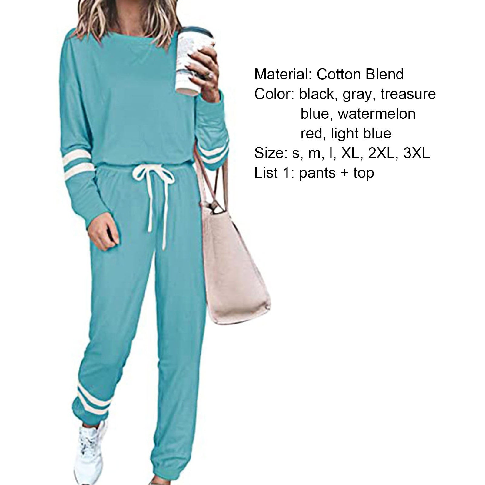 Cheap Women Spring Autumn Casual Tracksuit Striped Print Long