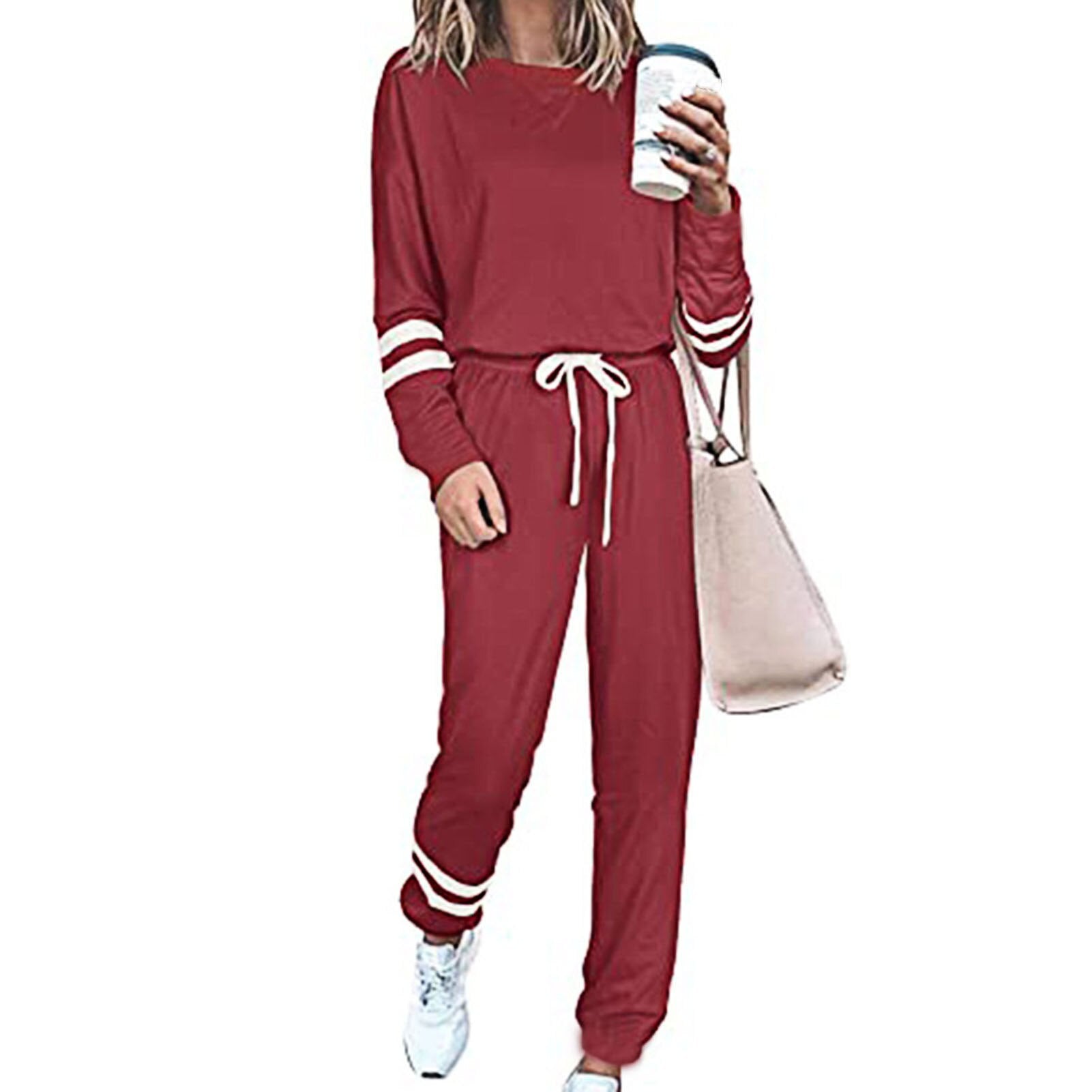 Autumn Women'S Solid 2 Piece Set Casual Knitted Tracksuit