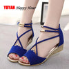 Peep toe Sandals Women Summer Shoes Women Wedges Sandals Fashion Summer Ladies Wedge Shoes Woman Sandal Black Red Blue A679