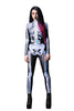 Halloween Long Sleeve Tights See-through Skeleton 3D Printed One-piece