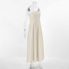 French Style Khaki Cotton Linen Tube Top Vacation Style High Waist Dress