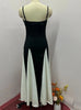 Summer New Fashion Color Contrast Stitching Cinched Waist Slim-fit Sling Dress