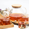 Glass Tea Pot With Wooden Lid - Set of 7