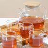 Glass Tea Pot With Wooden Lid - Set of 7