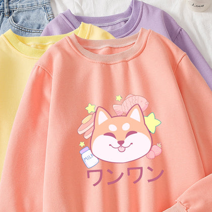 Shiba Inu Dog Oversize Hoodie Women Cotton Sweatshirt Ulzzang Harajuku Kawaii Hoodies for Ladies Japanese Clothes Sudadera Mujer