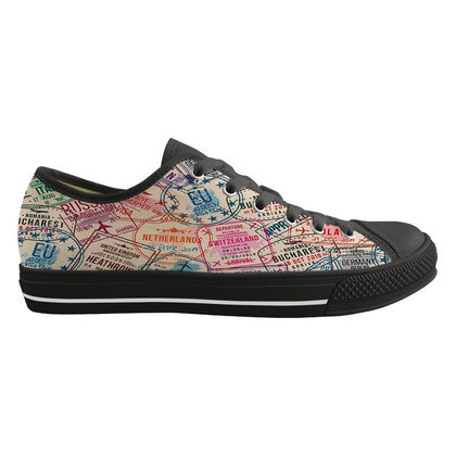 Passport Stamps Designed Canvas Shoes (Men)