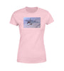 Fighting Falcon F35 Captured in the Air Designed Women T-Shirts