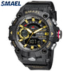 SMAEL Fashion Men's Sport Watches Shock Resistant 50M Waterproof Wristwatch LED Alarm Stopwatch Clock Military Watches Men 8040