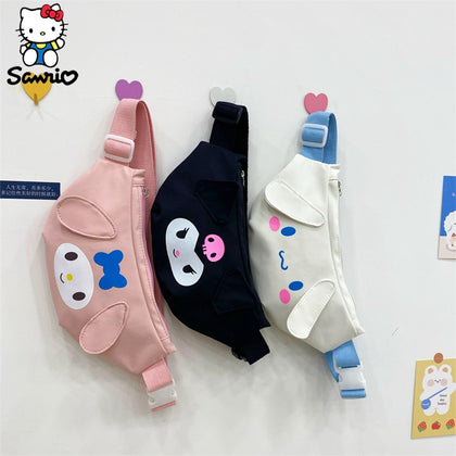 Kawaii Sanrio Crossbody Cinnamoroll Chest Bag Anime Kuromi Messenger Bag My Melody Waist Pack Mobile Phone Bag Purses Women Gift